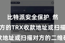 比特派安全保护  然后输入对方的TRX收款地址或扫描对方的二维码